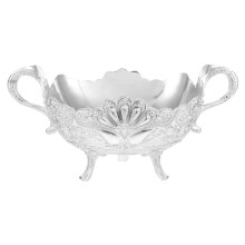 Footed Fruit Bowl Silver Decorative Plate For Kitchen Home Party