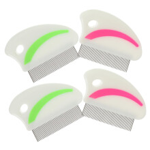 4pcs Stainless Steel Pet Removal Comb Set with Ergonomic Handle for Flea and Dust Removal for Dogs and Cats in Red and Green