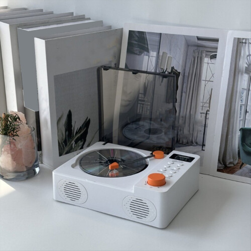 CD Player Retro cu două difuzoare Bluetooth 5.3, negru 2