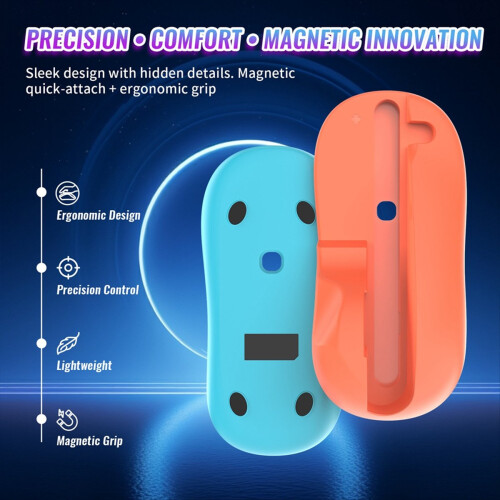 Mouse controller di gioco per Switch 2 ergonomico blu arancione 2