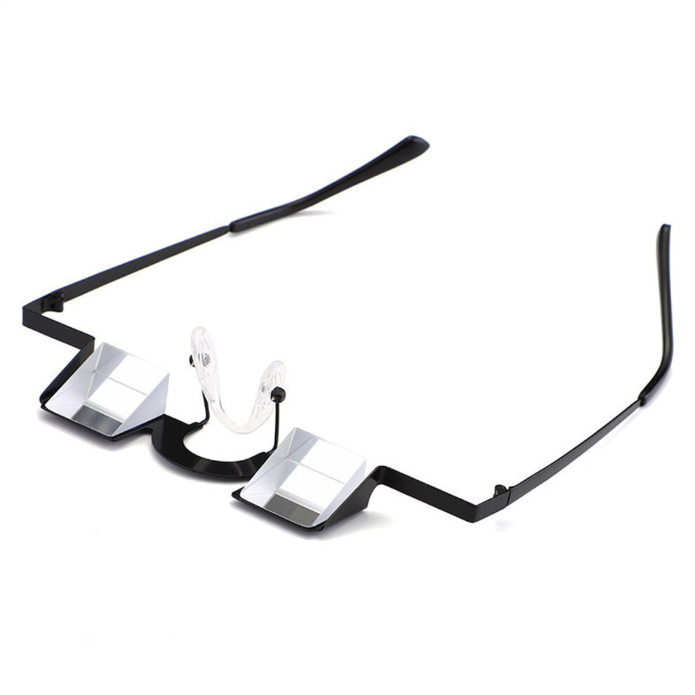 Black Horizontal Lazy Reading Glasses, High Definition Prism Glasses For Bed, Comfortable Lying Down Reading Eyewear In