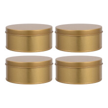 4Pcs Golden Round Tin Boxes Metal Cookie Candy Storage Containers