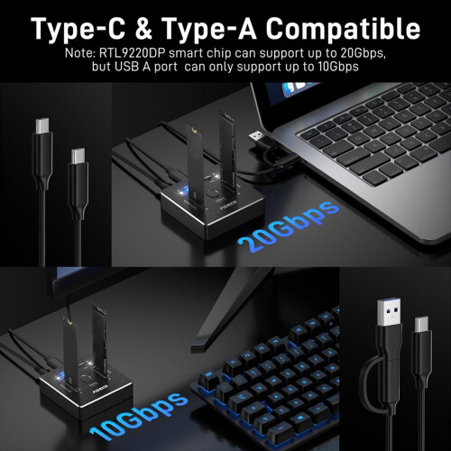 M.2 NVMe SSD Cloner Dock USB 3.2 Gen 2 x 2 20Gbps EU PLUG 2
