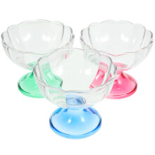 3Pcs As Plastic Footed Ice Cream Dessert Bowls Assorted Colors