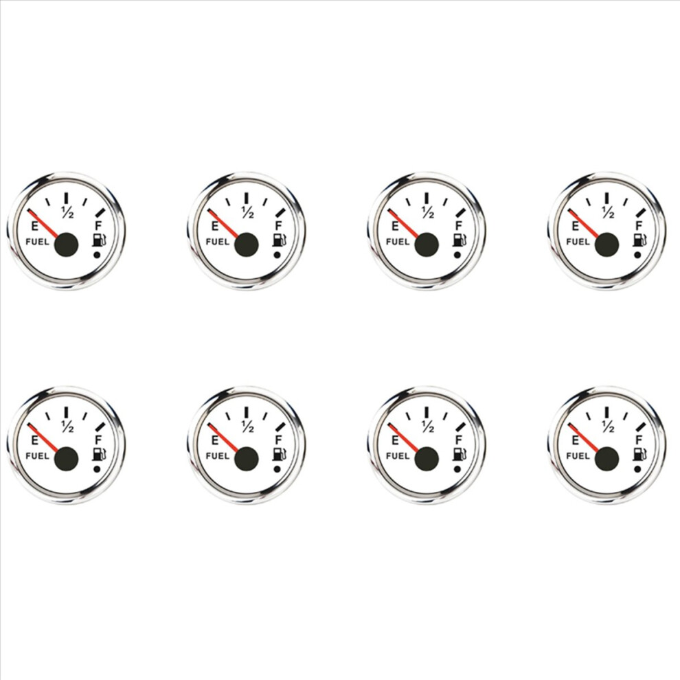 52Mm Fuel Level Gauge 0-190Ohm Switchable 240-33Ohm With Alarm White 4853158856762
