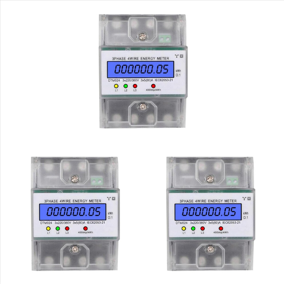 3 Phase 4 Wire Energy Meter 220/380V 5-80A Energy Consumption Kwh 4853188062577