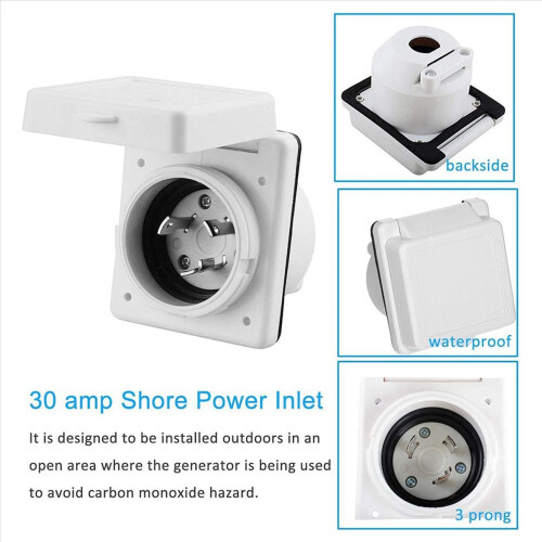 30AMP RV Power Inlet Outlet Shore Power Kit w/Boot Cord Protector 2