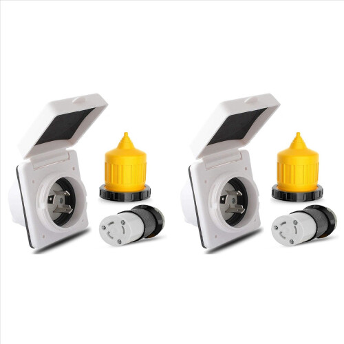 30AMP RV Power Inlet Outlet Shore Power Kit w/Boot Cord Protector