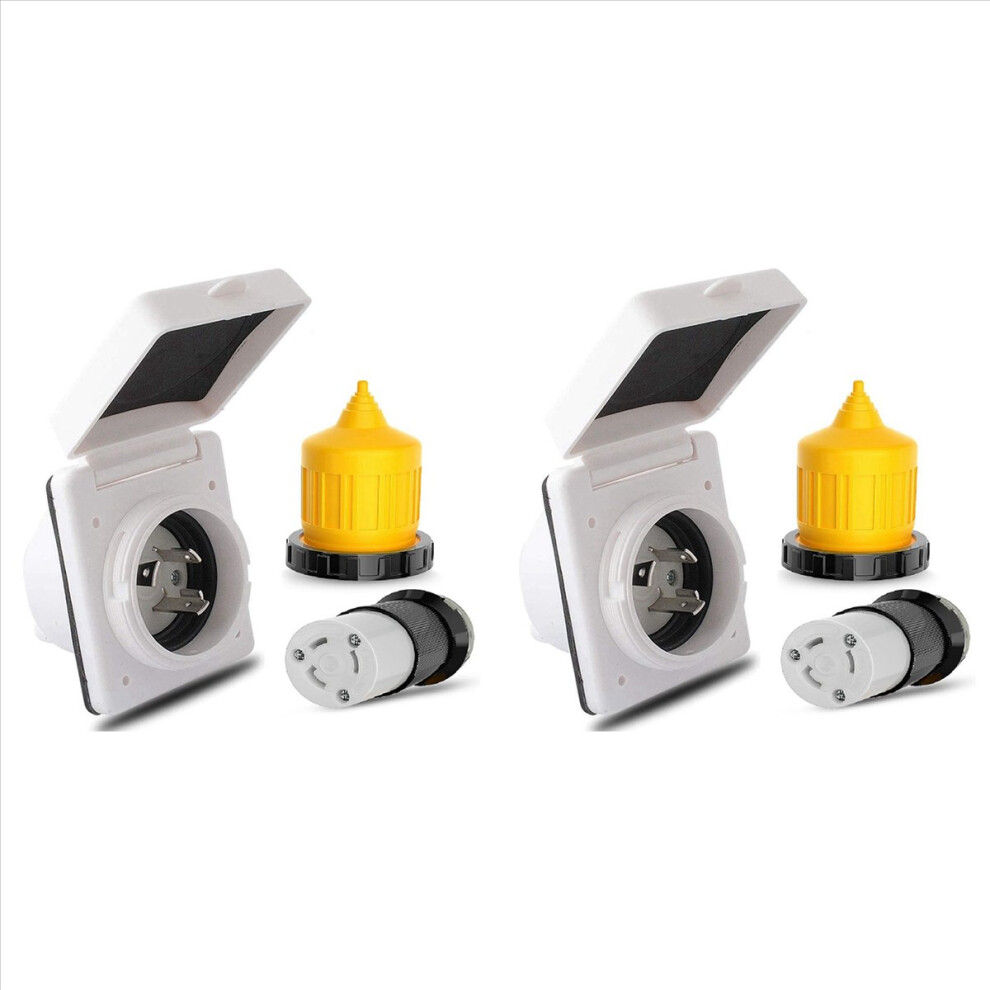 30Amp Rv Power Inlet Outlet Shore Power Kit W/Boot Cord Protector 4853158886486