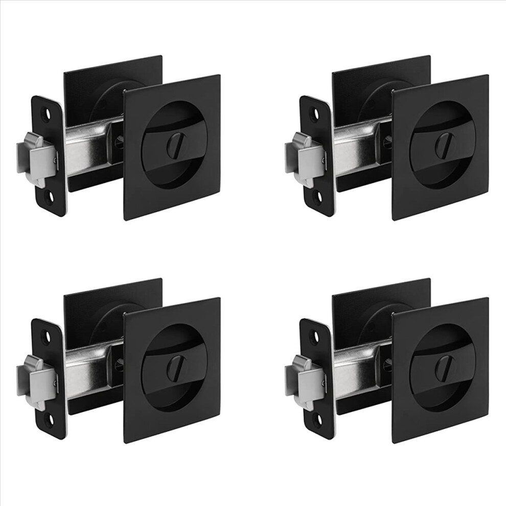 Photos - Door Lock Markenlos Pocket , Matte Black Privacy Square Pocket Door Hardware 