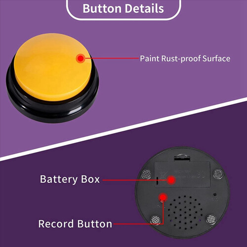 Recordable Dog Buttons, for Communication Pet Training Buzzer, 4PCS 2