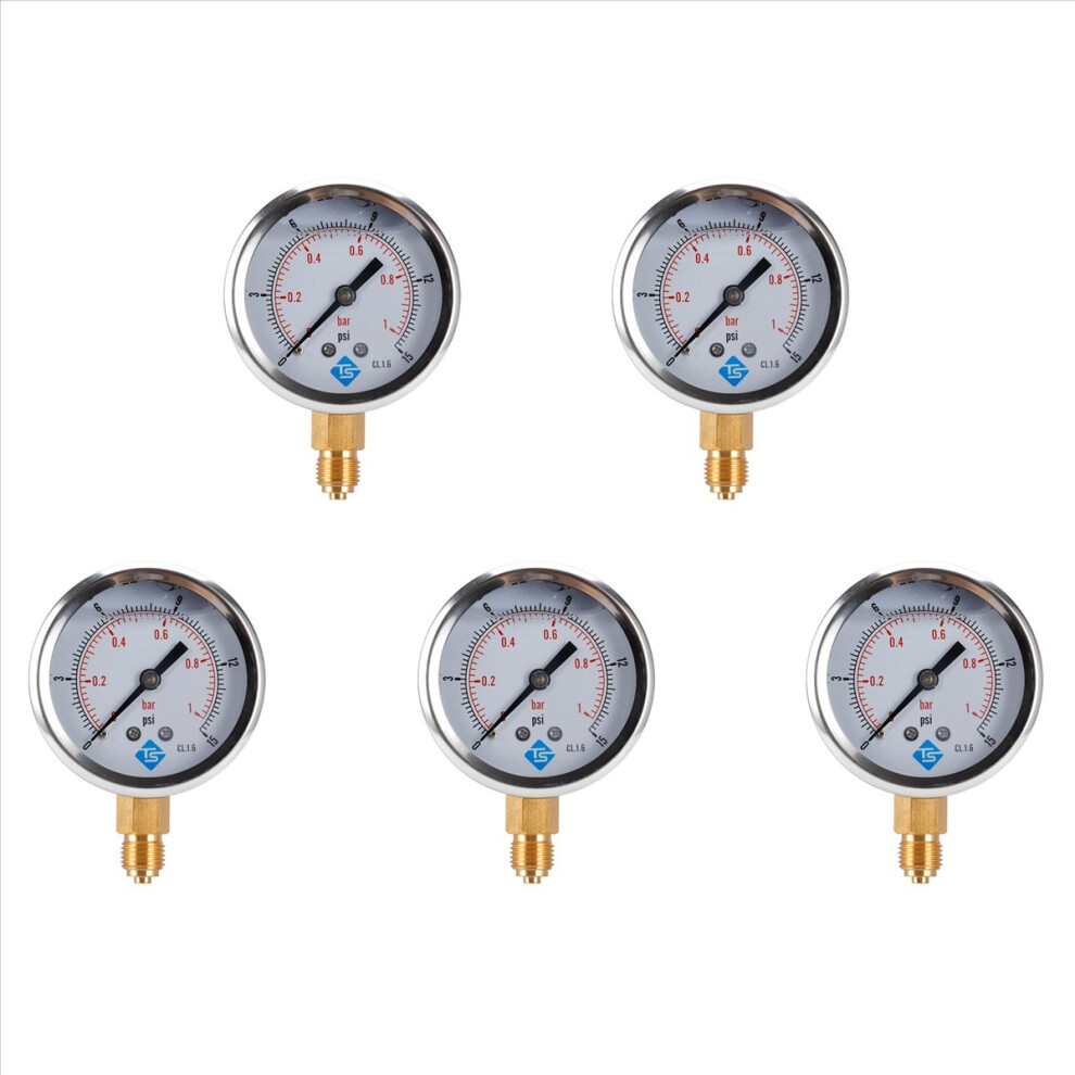 Low Pressure Pressure Gauge 0-1Bar 0- 15Psi 1/4 Inch 68Mm Dial 4853188065356