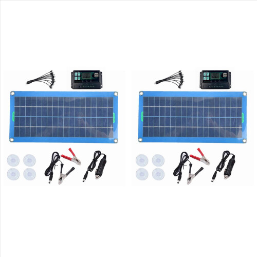 300W Solar Panel 12V 5V Dual USB Controller Battery Charger -100A