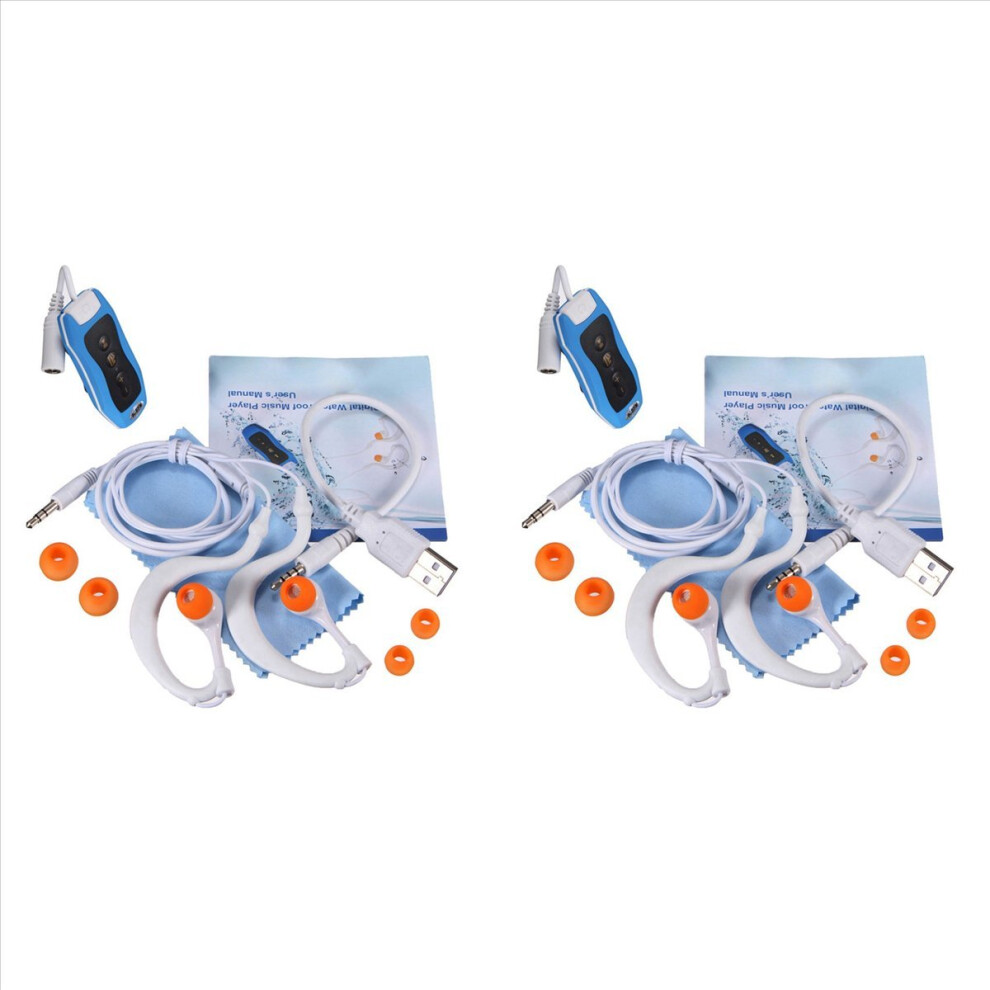 8Gb Mp3 Player Swimming + Fm Radio Waterproof Headphones Blue 4853188022526