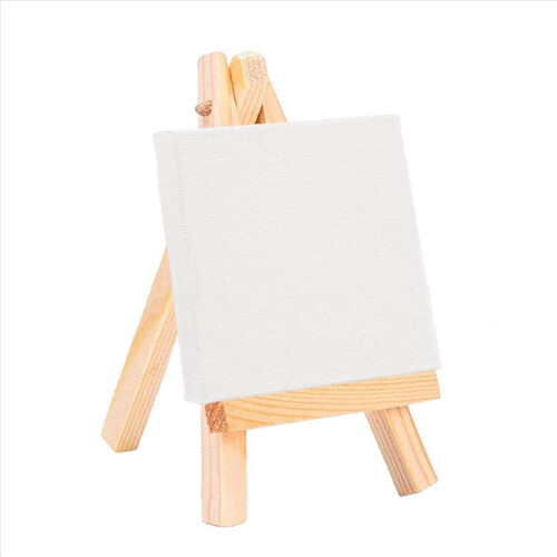 Conjunto de mini cavalete para artistas com 12 peças + mini tela de 3 polegadas x 3 polegadas para pintura 2