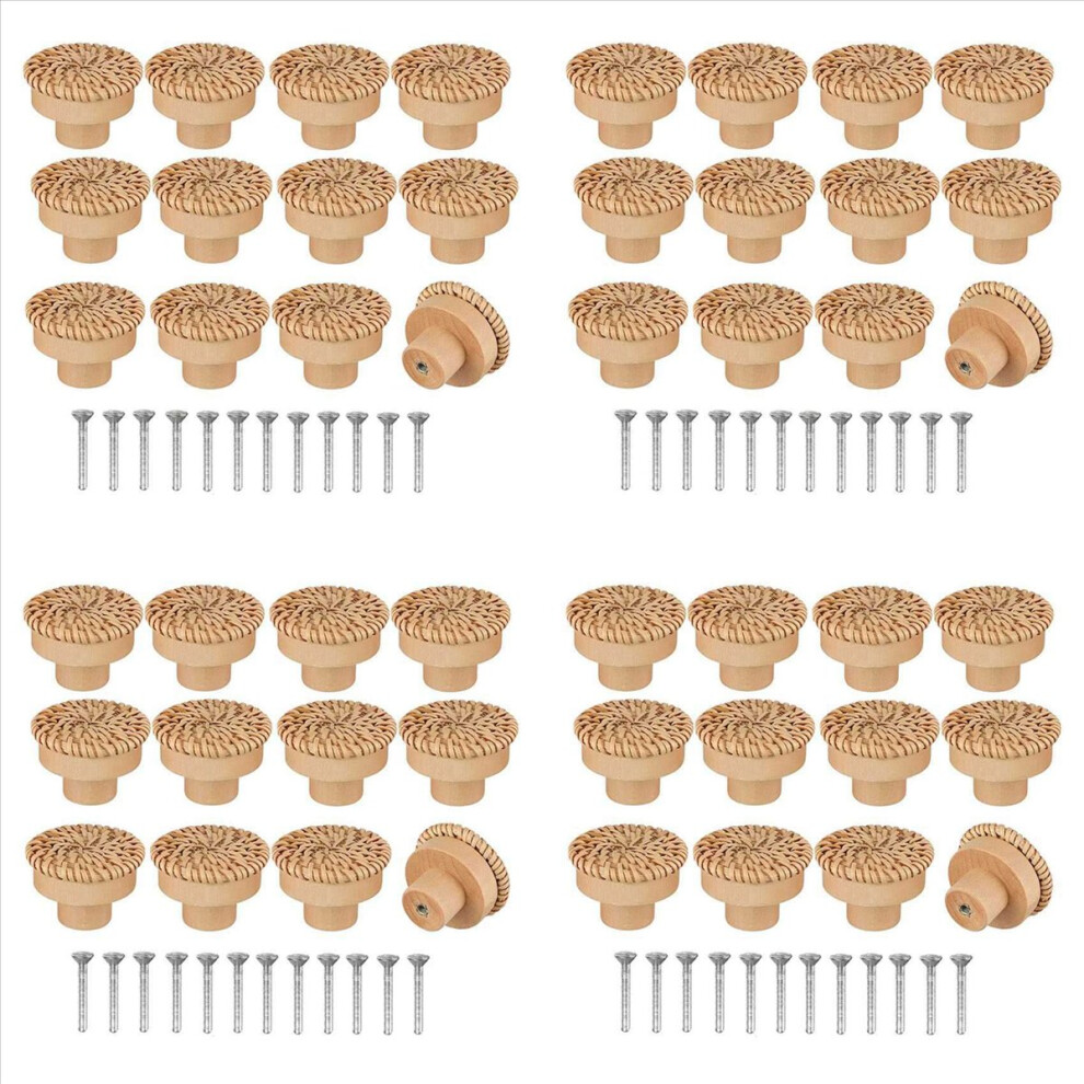 Boho Rattan Dresser Knobs Round Screws For Boho Furniture Knobs 12Pcs 4852133344669