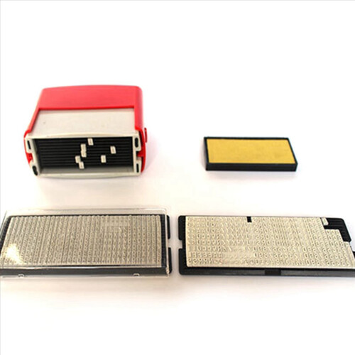 Self Inking Stamp Set Custom Personalised DIY with Tweezers Kit Red 1