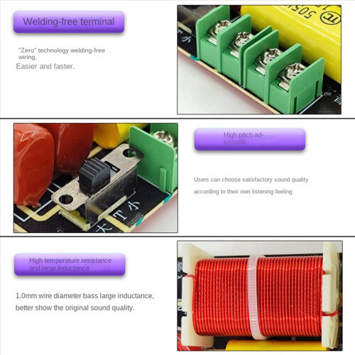 2Pcs -250 250W 2 Way Frequency Divider Tweeter Bass Crossover 1