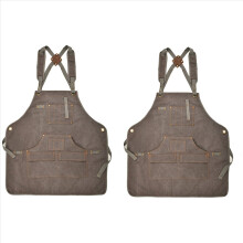 Waxed Canvas Work Apron with 9 Pockets, Adjustable Strap for Unisex