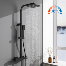 Bathroom Mixer Shower Thermostatic Dual Head Square Head Handset