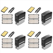 Self Inking Stamp Set Custom Personalised DIY with Tweezers Kit Black