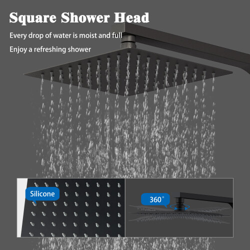 Bathroom Mixer Shower Thermostatic Dual Head Square Head Handset 1