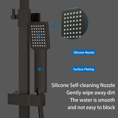 Bathroom Mixer Shower Thermostatic Dual Head Square Head Handset 2