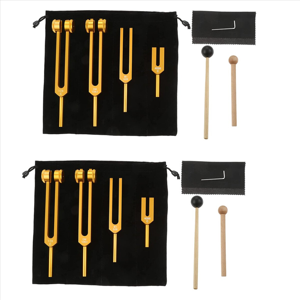 Markenlos 4Pcs Tuning Fork Set (4096C, Mi528, 128C, Om136.1),Body Tuning Forks