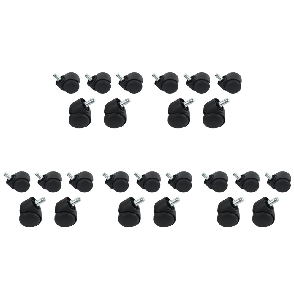 50Mm Office Chair Roller Castor Wheels - Set Of 5 - Black 4853158883997