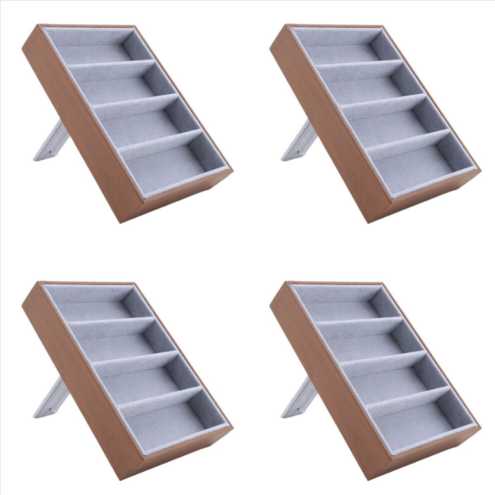 Markenlos Brown Sunglasses Display Glasses Cases 4 Grids Sunglasses Display