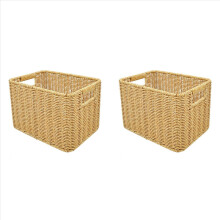 Storage Basket Hand-Woven Rattan Wicker Basket Organizing Box S