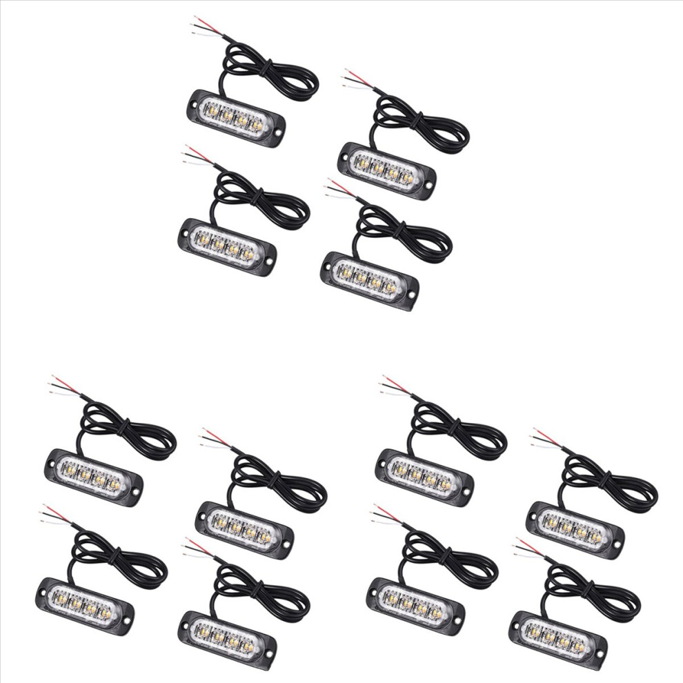 4Pcs 4 Led Recovery Strobe Lights 12V 24V Grill Flashing Amber/Orange 4853188056804