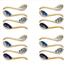 Ceramics Long Handle Soup Spoons for Pho Ramen Noodles Wonton Rice
