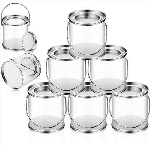 Farbeimer, transparenter Eimer mit Metalldeckel und Griff, 8er-Pack 2