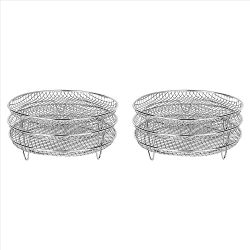 Suporte redondo de aço inoxidável para fritadeira de ar de 8 polegadas e 3 camadas