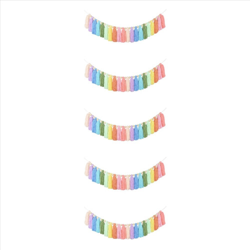 Guirlanda de borlas arco-íris de 37 polegadas com contas de madeira para decoração de festa de quarto