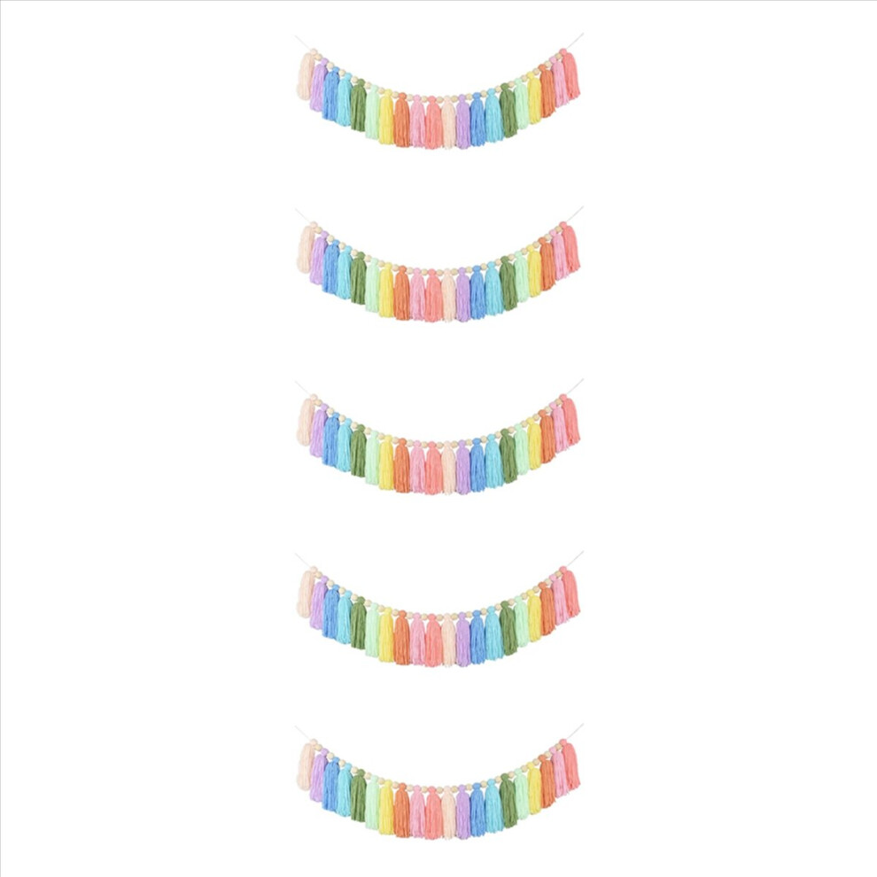 37Inch Rainbow Tassel Garland With Wood Bead For Bedroom Party Decor Markenlos