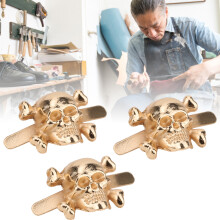 20pcs Skull Stud Rivets for Leather Crafts, Gold, Silver & Ruthenium 13x15mm