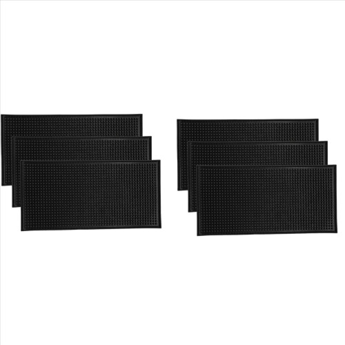 Pacote com 3 tapetes de bar pretos antiderramamento para balcão de coquetel de 12 polegadas x 6 polegadas