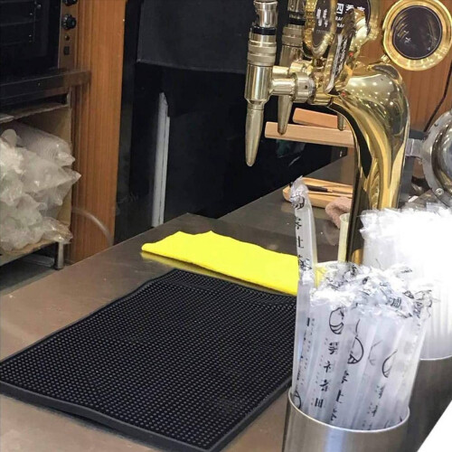 Pacote com 3 tapetes de bar pretos antiderramamento para balcão de coquetel de 12 polegadas x 6 polegadas 2