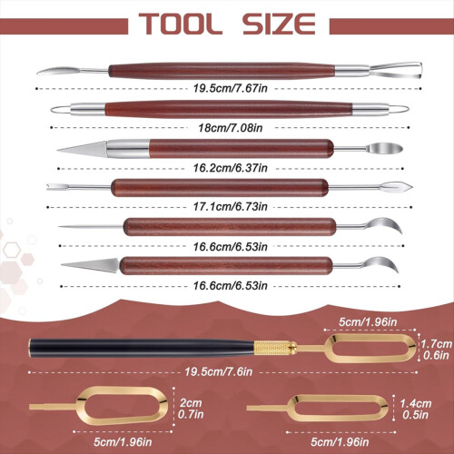 7 Pcs Pottery Clay Sculpting Tools Set with Fluting Blade Set 2