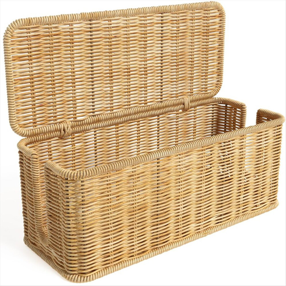 Handwoven Imitation Rattan Cord Hider Organizer Box With Lid 4854155091354