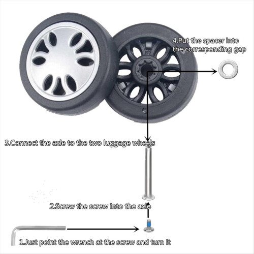 8pc Luggage Wheels Replacement Kit,Mute Caster Replacement Suitcase B 2