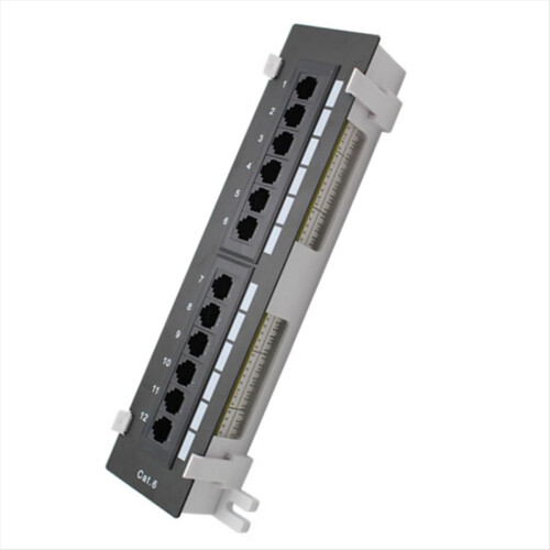 12 θυρών CAT6 Patch Panel RJ45 για δικτύωση σε επιτοίχια βάση στήριξης 2