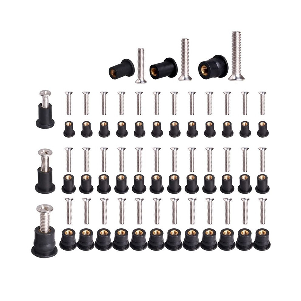 36 Pairs /M5/M6 Neoprene Well Nuts With Screw Bolts Well Nut Kit 4852331025087