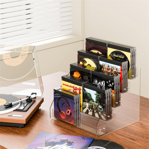 Θήκη CD 5 επιπέδων, διαφανείς οργανωτές CD, ράφι προβολής CD που χωράει έως και 30 2