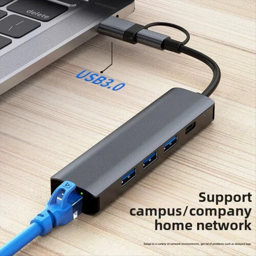 USB C HUB USB-A Multiport Adapter Ethernet RJ45 Docking Station 1