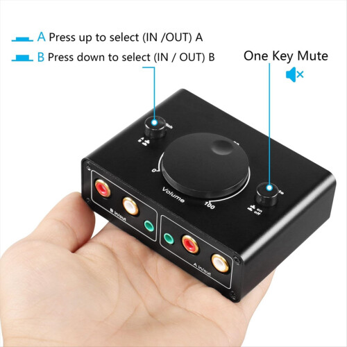 3.5mm Stereo Bi-Directional Audio Switcher with Mute Button 2