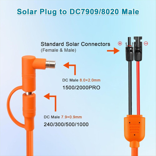 Solar Panel to DC 8mm Adapter Cable 2m, Tinned Copper Wire 1