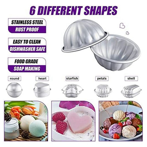 12 Pcs 6 Shapes Bath-Bomb Making for Crafts DIY for Handmade Soaps 1